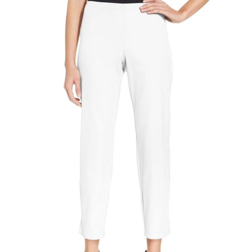 EILEEN FISHER White Cotton Cropped Pants
